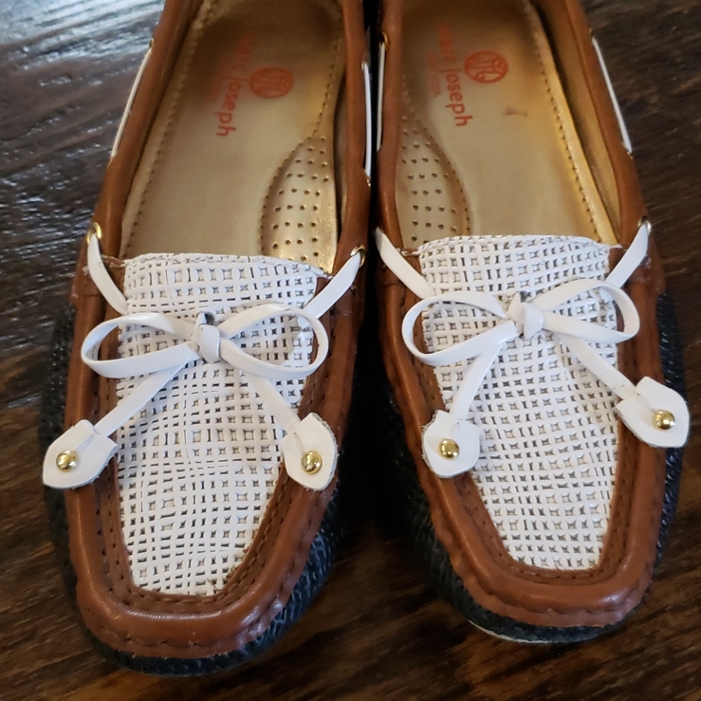 Women's Brown and White Loafers